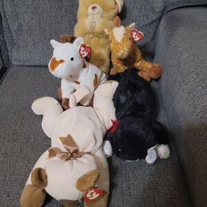 Ty Beanie Babies Plush Toy Collection - Cream, Brown, Black